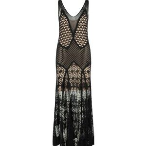 Black and Cream Lace Maxi Dress